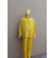 Rain Suit Light Weight 7810HV Yellow - 170T Polyester Coated PVC Waterproof Rain Suit with Collar Hidden Hood, Reflective Tape, Jacket and Pant Set, High Visibility Yellow, Sizes M-2XL